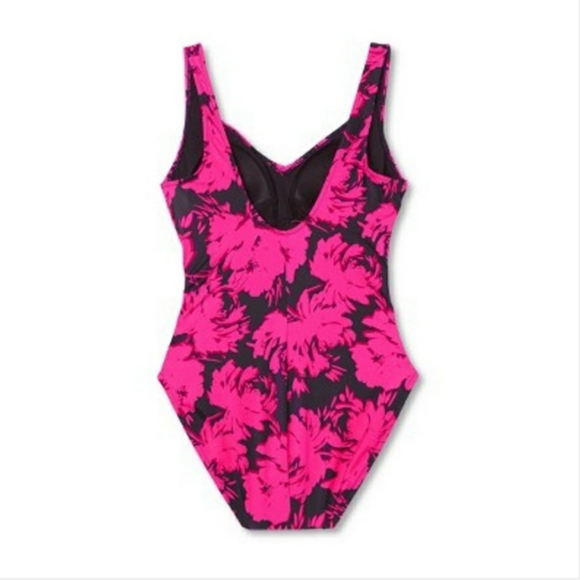 Women's UPF 50 Cinch-Front One Piece Swimsuit - Aqua Green Brand Multi XL - Picture 4 of 5